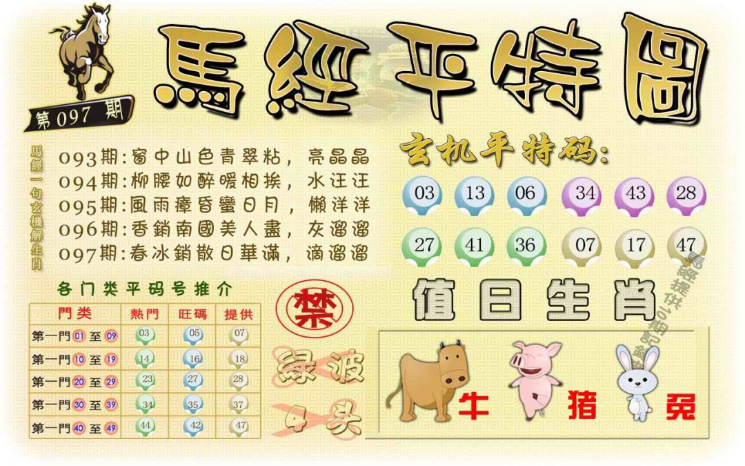 六合彩097期马经平特图（荐）