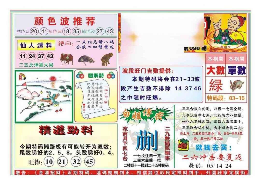 六合彩098期金运招财(新图)