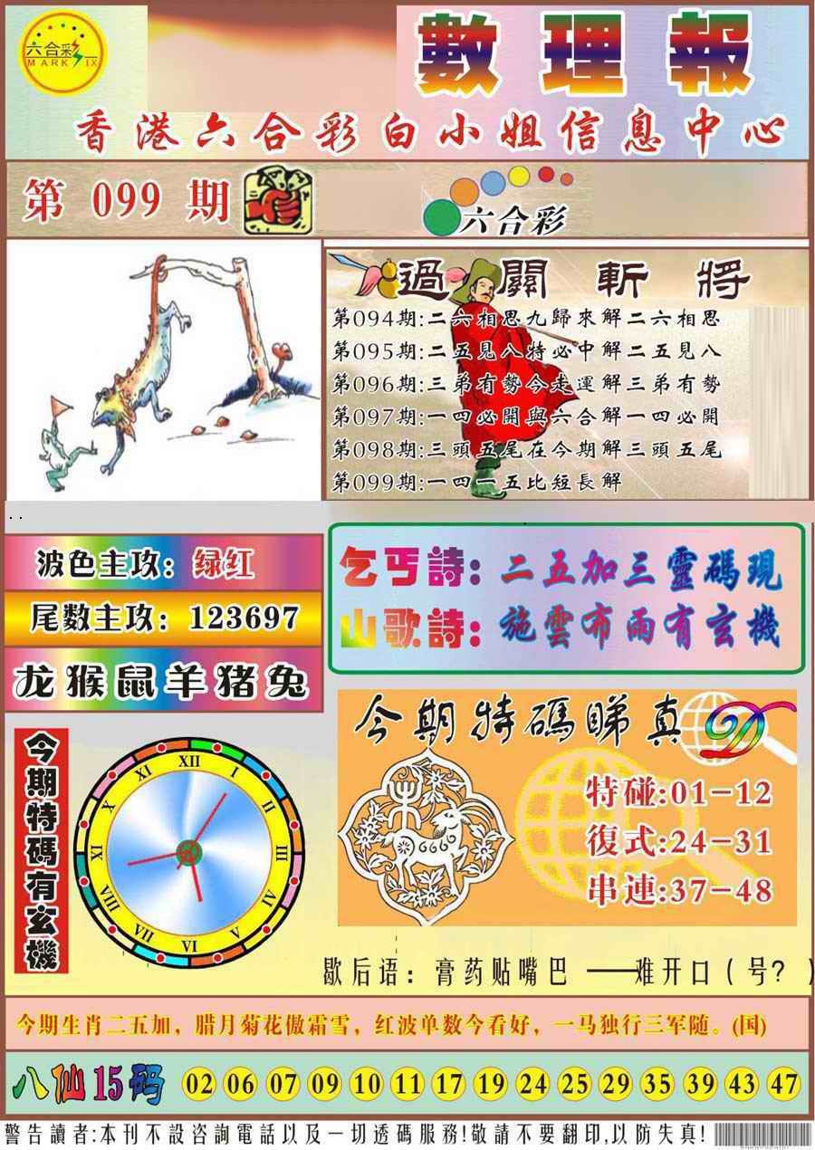 六合彩099期马经数理报